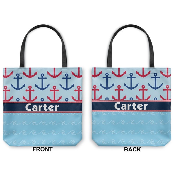 Anchors & Waves Canvas Tote - Front and Back
