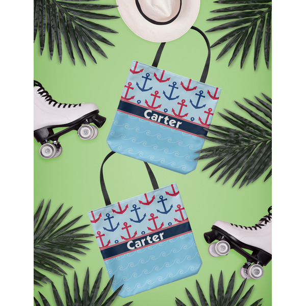 Anchors & Waves Canvas Tote Lifestyle Front and Back