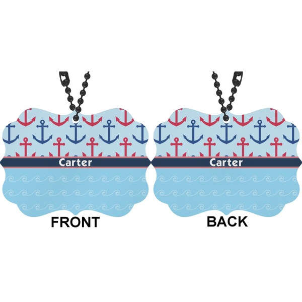 Anchors & Waves Car Ornament (Approval)