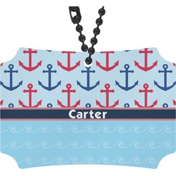 Anchors & Waves Rear View Mirror Ornament (Personalized)