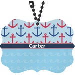 Anchors & Waves Rear View Mirror Charm (Personalized)
