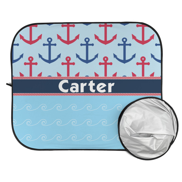 Anchors & Waves Car Sun Shades - FOLDED & UNFOLDED