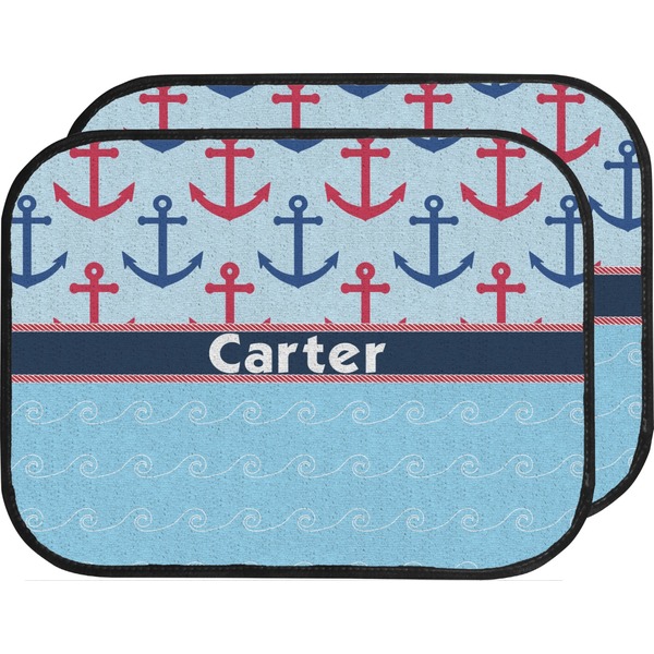 Custom Anchors & Waves Car Floor Mats (Back Seat) (Personalized)