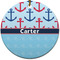 Anchors & Waves Round Ceramic Ornament w/ Name or Text