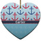 Anchors & Waves Ceramic Flat Ornament - Heart (Front)