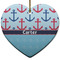 Anchors & Waves Heart Ceramic Ornament w/ Name or Text