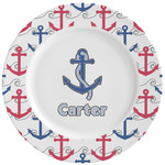Anchors & Waves Ceramic Dinner Plates (Set of 4) (Personalized)