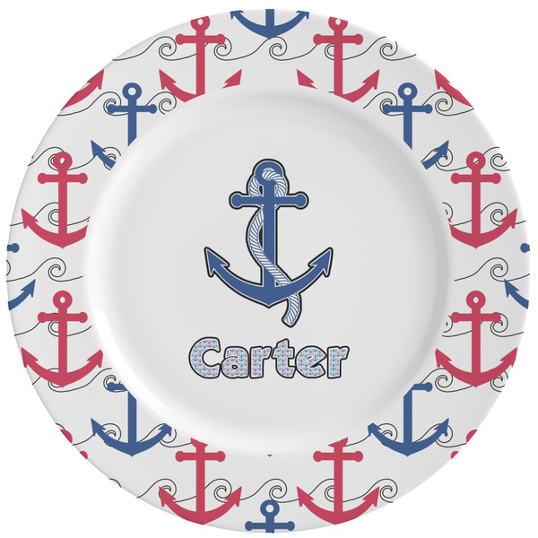 Custom Anchors & Waves Ceramic Dinner Plates (Set of 4) (Personalized)