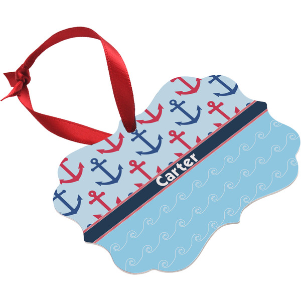Anchors & Waves Christmas Ornament