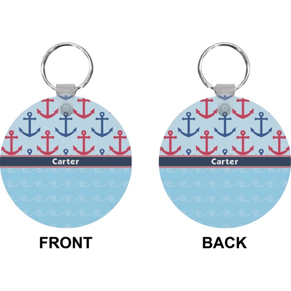 Anchors & Waves Circle Keychain (Front + Back)