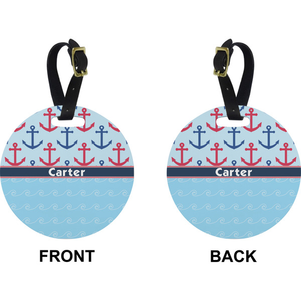 Anchors & Waves Circle Luggage Tag (Front + Back)