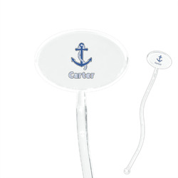 Anchors & Waves 7" Oval Plastic Stir Sticks - Clear (Personalized)