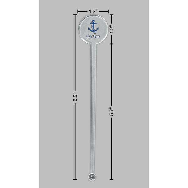 Anchors & Waves Clear Plastic 7" Stir Stick - Round - Dimensions