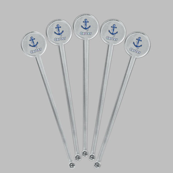 Anchors & Waves Clear Plastic 7" Stir Stick - Round - Fan View