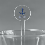 Anchors & Waves 5.5" Round Plastic Stir Sticks - Clear (Personalized)