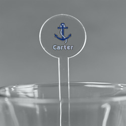 Anchors & Waves 7" Round Plastic Stir Sticks - Clear (Personalized)