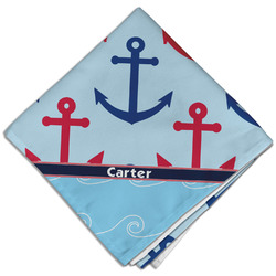 Anchors & Waves Cloth Dinner Napkin - Single w/ Name or Text