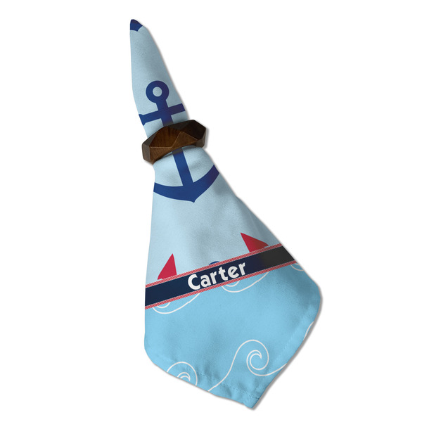 Anchors & Waves Cloth Napkins - Personalized Dinner (Folded in Ring) (MAIN)
