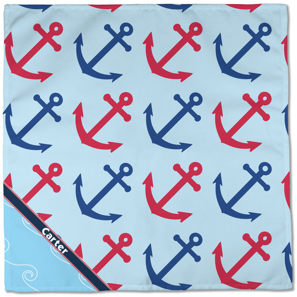 Anchors & Waves Cloth Napkins - Personalized Dinner (Full Open)