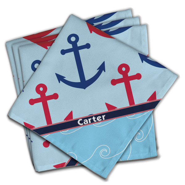 Custom Anchors & Waves Cloth Napkins (Set of 4) (Personalized)