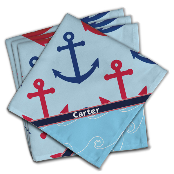 Anchors & Waves Cloth Napkins - Personalized Dinner (PARENT MAIN Set of 4)