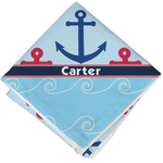 Anchors & Waves Cloth Cocktail Napkin - Single w/ Name or Text