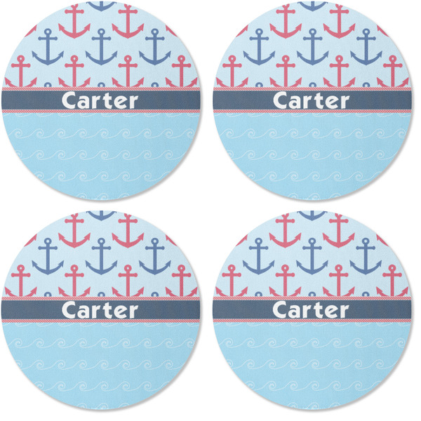 Anchors & Waves Coaster Round Rubber Back - Apvl