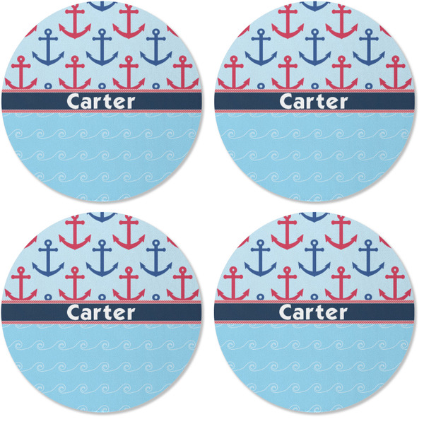 Anchors & Waves Coaster Round Rubber Back - Apvl