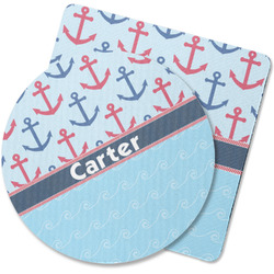Anchors & Waves Rubber Backed Coaster (Personalized)