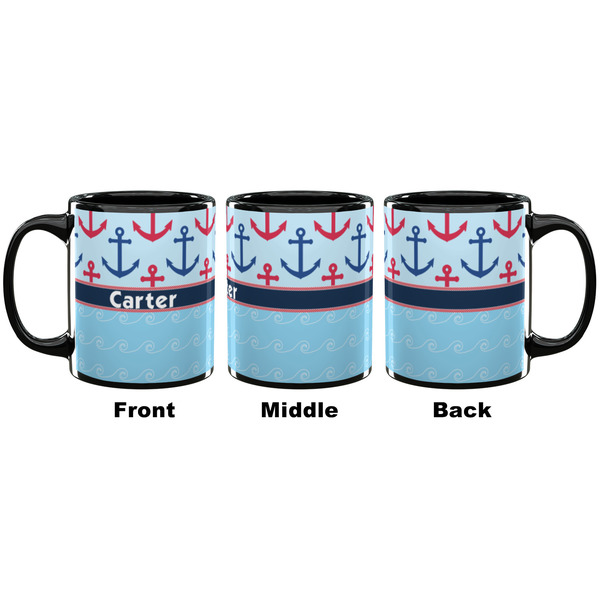 Anchors & Waves Coffee Mug - 11 oz - Black APPROVAL
