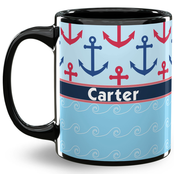 Custom Anchors & Waves 11 Oz Coffee Mug - Black (Personalized)