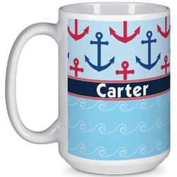 Anchors & Waves 15 Oz Coffee Mug - White (Personalized)