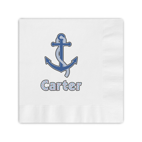 Custom Anchors & Waves Coined Cocktail Napkins (Personalized)