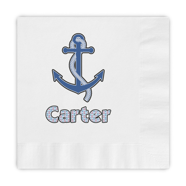 Custom Anchors & Waves Embossed Decorative Napkins (Personalized)