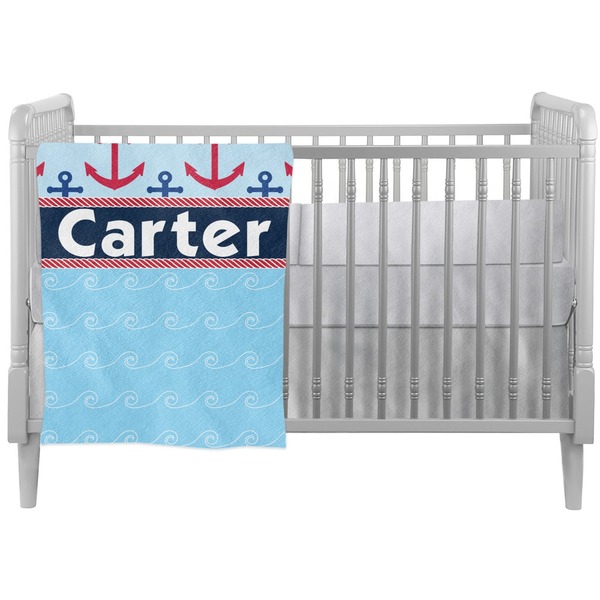 Custom Anchors & Waves Crib Comforter / Quilt (Personalized)