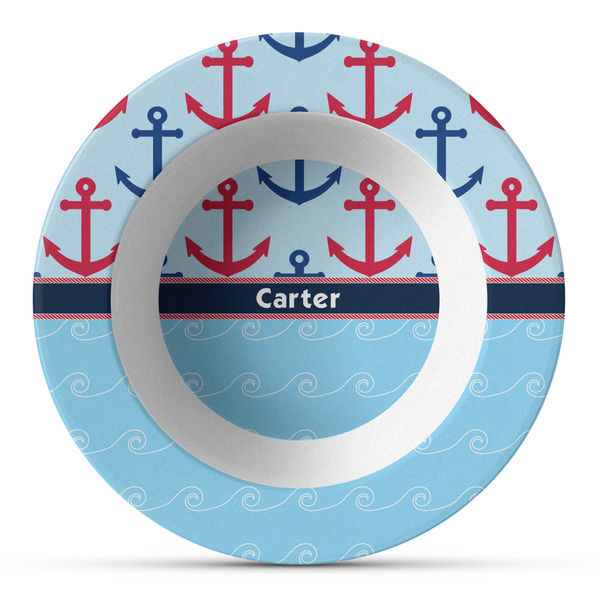 Custom Anchors & Waves Plastic Bowl - Microwave Safe - Composite Polymer (Personalized)