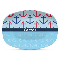 Anchors & Waves Plastic Platter - Microwave & Oven Safe Composite Polymer (Personalized)