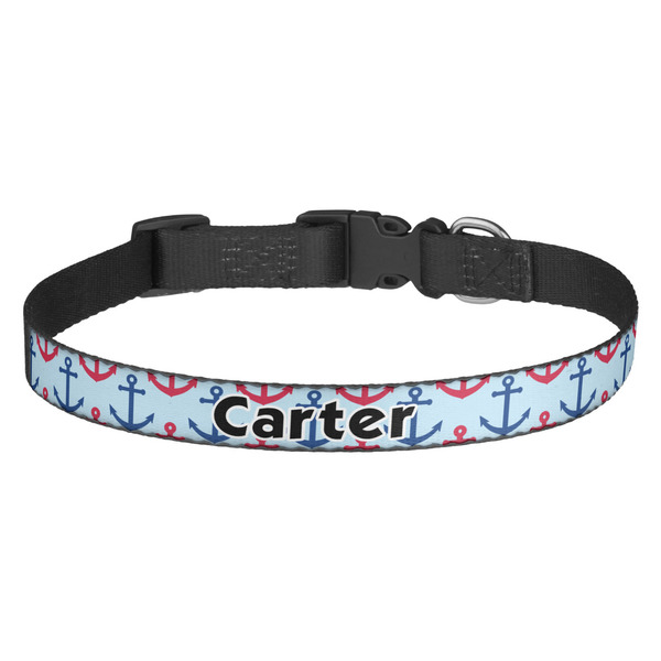 Custom Anchors & Waves Dog Collar - Medium (Personalized)