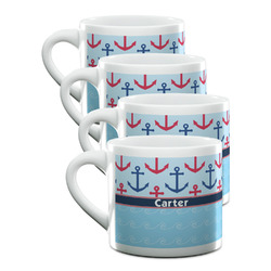 Anchors & Waves Double Shot Espresso Cups - Set of 4 (Personalized)