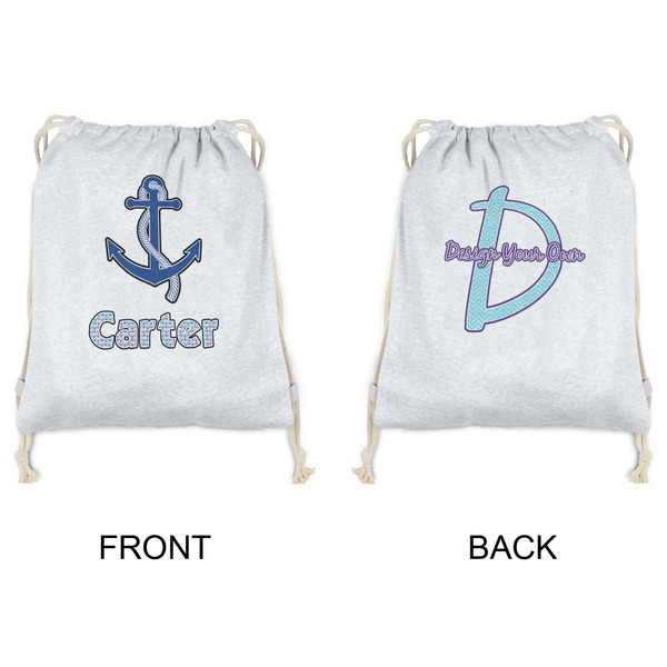Anchors & Waves Drawstring Backpacks - Sweatshirt Fleece - Double Sided - APPROVAL
