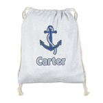 Anchors & Waves Drawstring Backpack - Sweatshirt Fleece - Double Sided (Personalized)