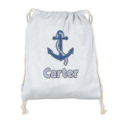 Anchors & Waves Drawstring Backpack - Sweatshirt Fleece - Double Sided (Personalized)