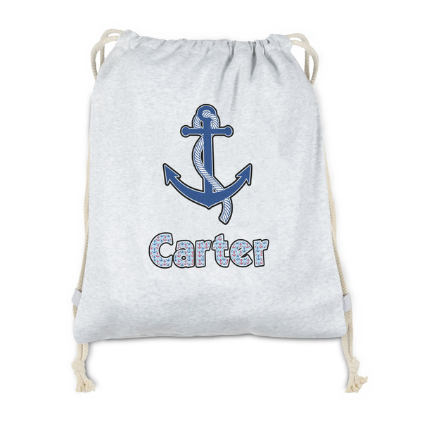 Custom Anchors & Waves Drawstring Backpack - Sweatshirt Fleece - Double Sided (Personalized)