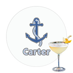 Anchors & Waves Printed Drink Topper - 3.25" (Personalized)