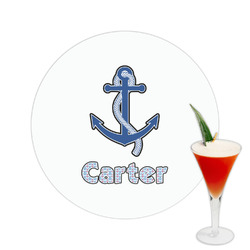 Anchors & Waves Printed Drink Topper -  2.5" (Personalized)