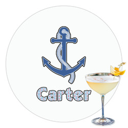 Anchors & Waves Printed Drink Topper - 3.5" (Personalized)
