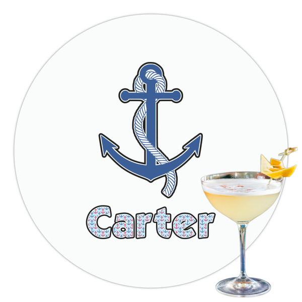 Custom Anchors & Waves Printed Drink Topper - 3.5" (Personalized)