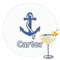 Anchors & Waves Printed Drink Topper - 3.5" (Personalized)