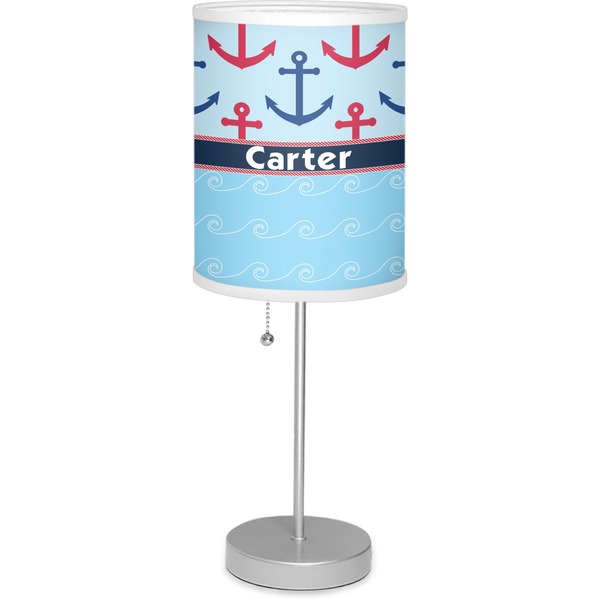 Custom Anchors & Waves 7" Drum Lamp with Shade Linen (Personalized)