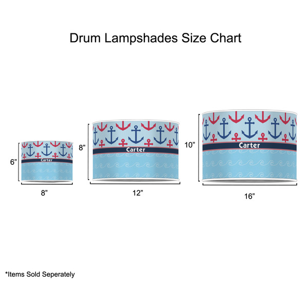 Anchors & Waves Drum Lampshades - Sizing Chart